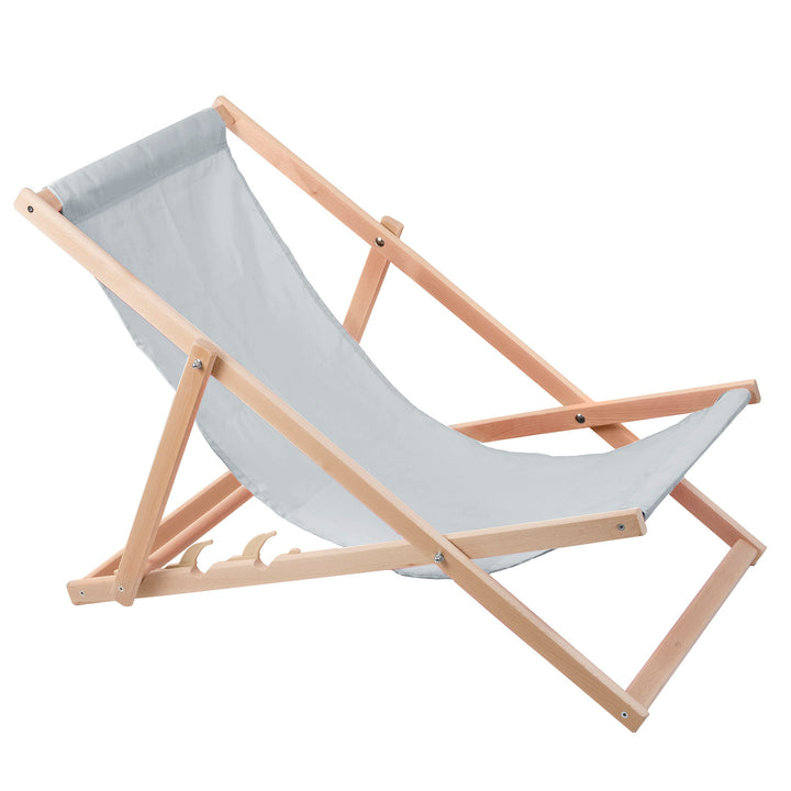 Cómoda tumbona de madera en color ceniza claro, ideal para la playa, balcón, terraza