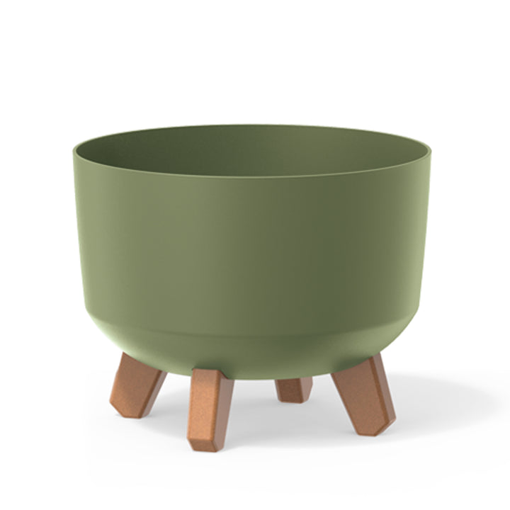 Vaso de flores padrão Gracia com pernas removíveis incl. Inserção para uso interno e externo Plantador de plástico redondo (238 mm, verde)