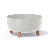 Vaso baixo em madeira ecológica com pés removíveis incl. inserto para uso interno e externo Floreira redonda de plástico resistente a UV 380 mm, ECO Branco