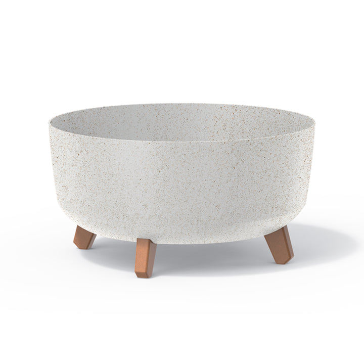 Maceta baja de madera ecológica con patas desmontables incl. inserto para uso interior y exterior Jardinera redonda de plástico resistente a los rayos UV 380mm, ECO Blanco