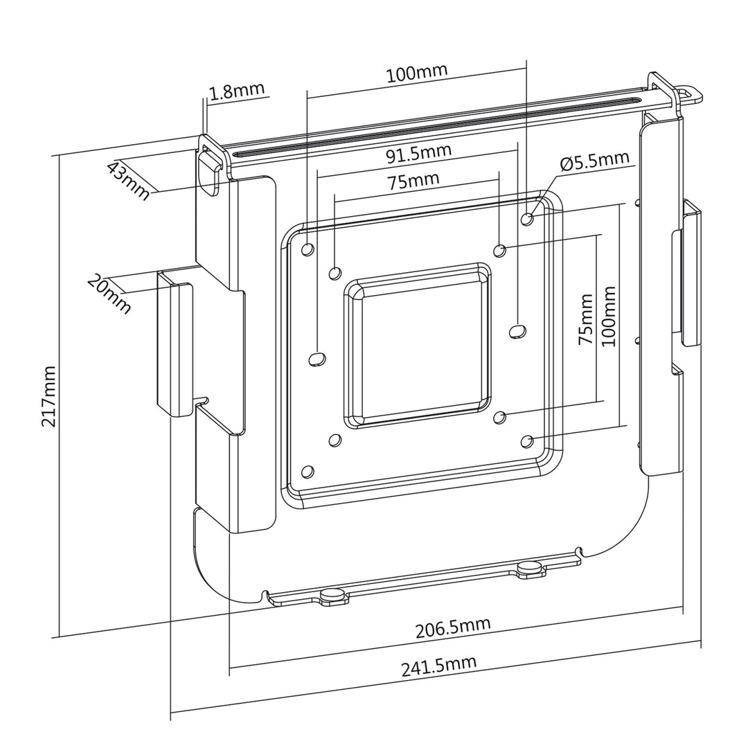 Maclean MC-473 Suporte para MAC Mini, VESA 75x75/100x100, MAC Mini após 2014