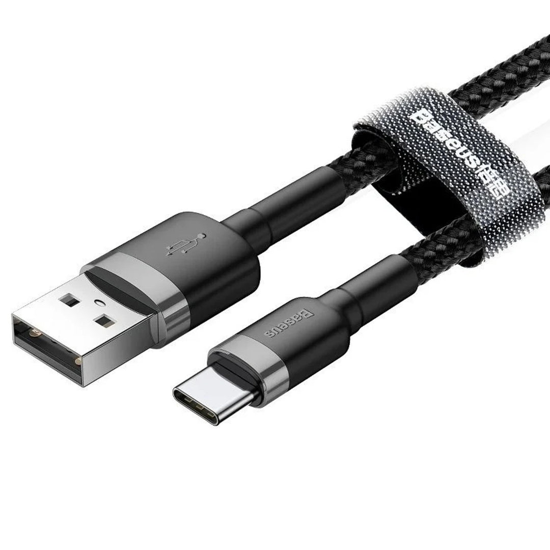 Conector Baseus Quick Charge USB A - Conector USB-C 1m CATKLF-BG1 Cabo Preto