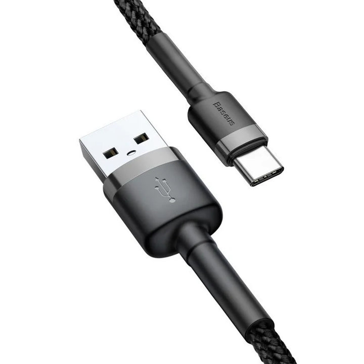 Conector Baseus Quick Charge USB A - Conector USB-C 1m CATKLF-BG1 Cabo Preto