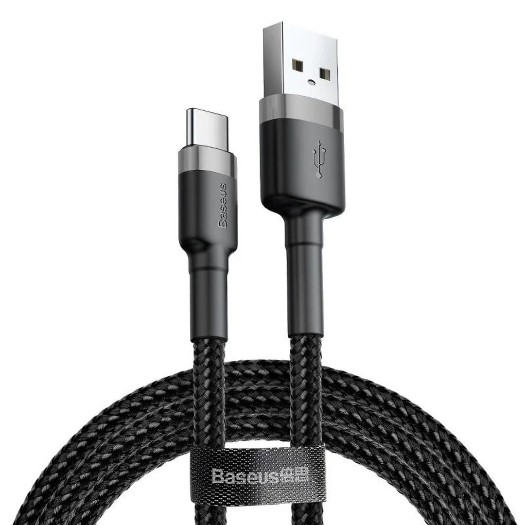 Conector Baseus Quick Charge USB A - Conector USB-C 1m CATKLF-BG1 Cabo Preto