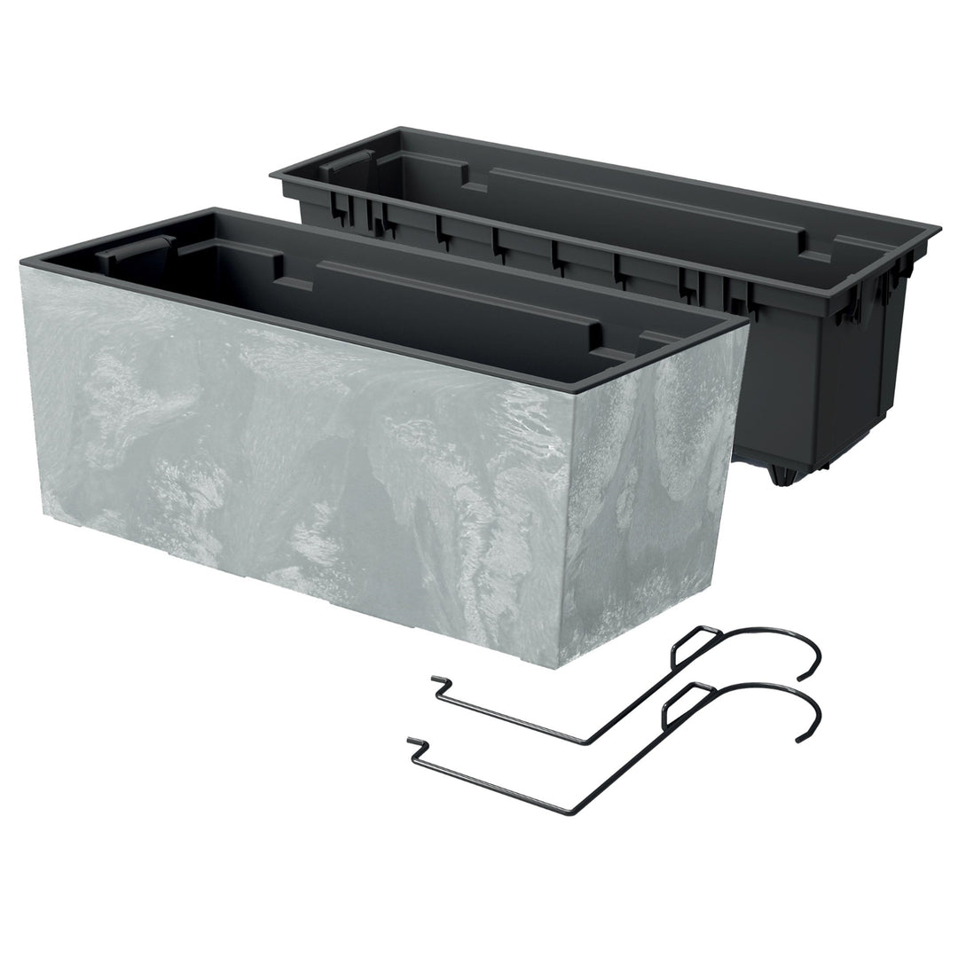 Urbi Case Caixa de varanda com efeito de concreto com vaso suspenso com ganchos para plantador de concreto