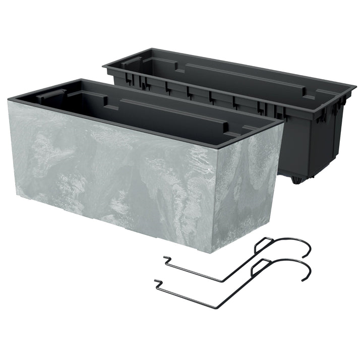 Urbi Case Caixa de varanda com efeito de concreto com vaso suspenso com ganchos para plantador de concreto
