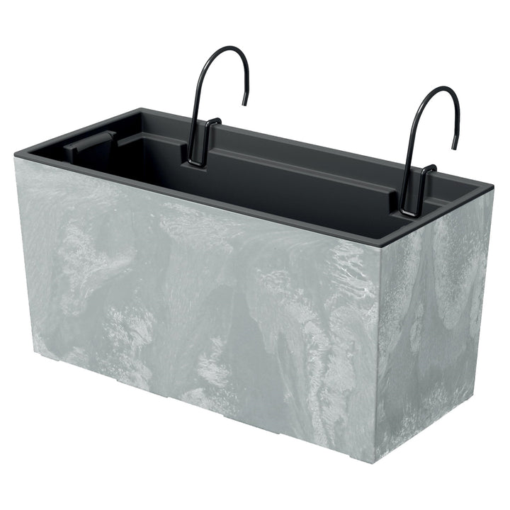 Urbi Case Caixa de varanda com efeito de concreto com vaso suspenso com ganchos para plantador de concreto