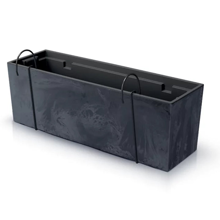 Urbi Case Caja de Balcón Efecto Hormigón con Jardinera Colgante Caja de Jardinera con Ganchos 580x180x195mm Antracita