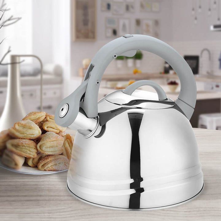 Chaleira clássica MAESTRO MR-1304 2,5L com apito para fogão elétrico a gás por indução placa de prata