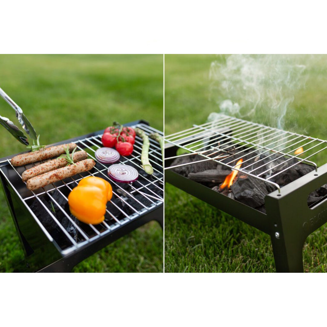 Churrasco dobrável para acampamento, viagem, jardim portátil de carvão