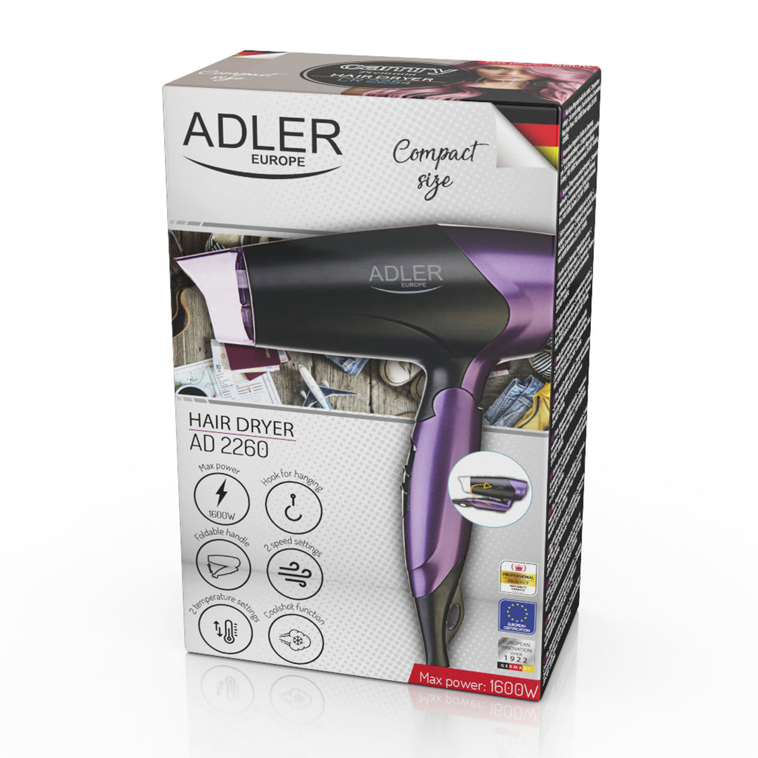 Secador 1600W con mango plegable y concentrador de aire Adler AD 2260
