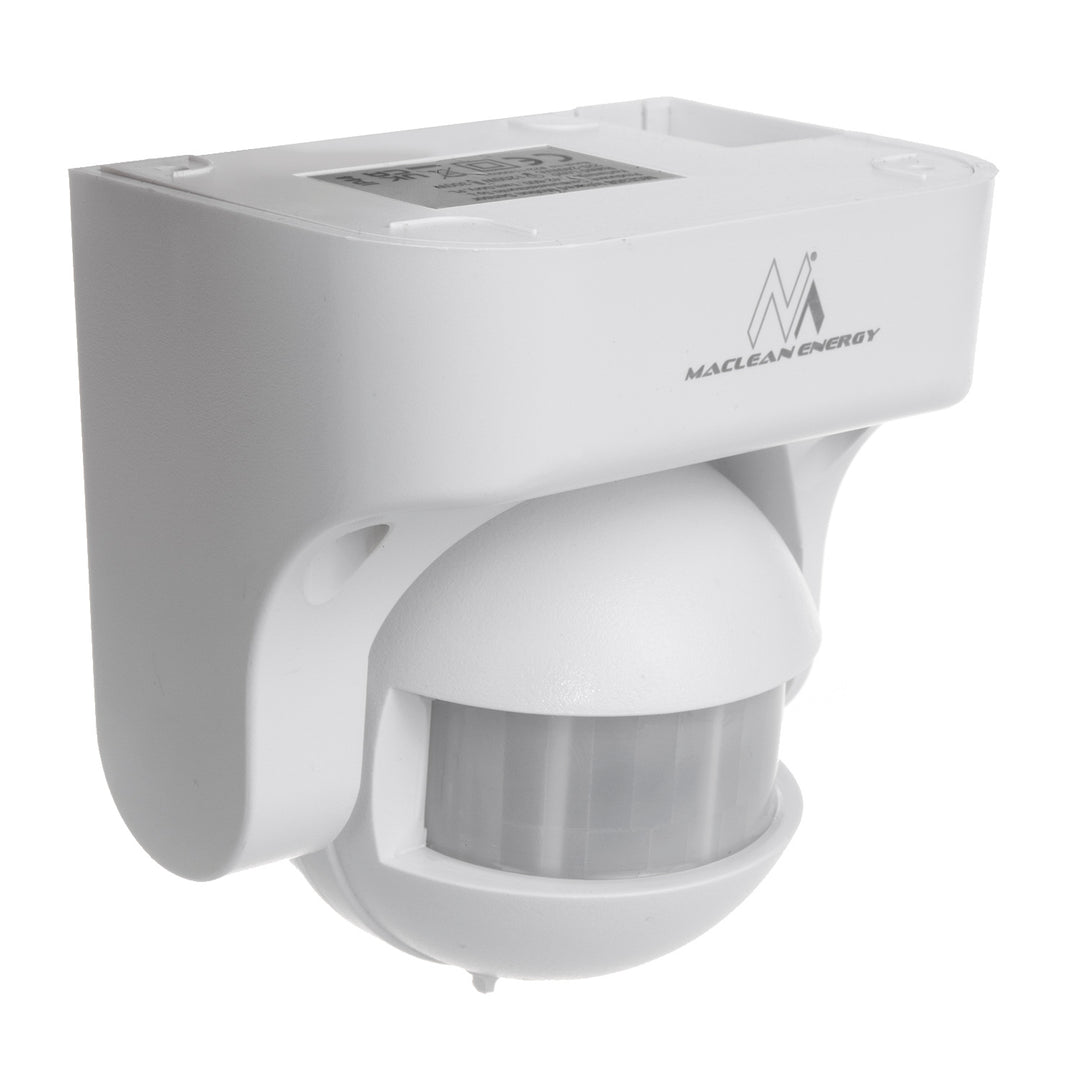 Sensor de movimento infravermelho Maclean MCE358 W Sensor PIR de 180° com sensor infravermelho de crepúsculo IP44 | Uso interno e externo | Alcance até 12 m | Carga de 300/1200 W