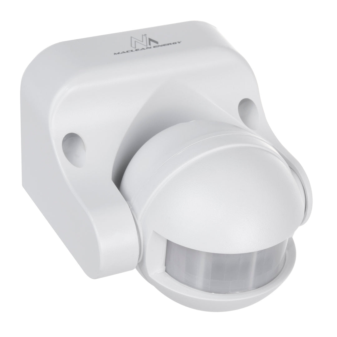 Sensor de movimento infravermelho Maclean MCE358 W Sensor PIR de 180° com sensor infravermelho de crepúsculo IP44 | Uso interno e externo | Alcance até 12 m | Carga de 300/1200 W