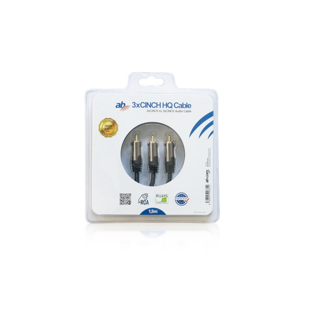 CINCH 3x RCA - 3x RCA 1,5 m AB-COM HQ cabo de alta qualidade