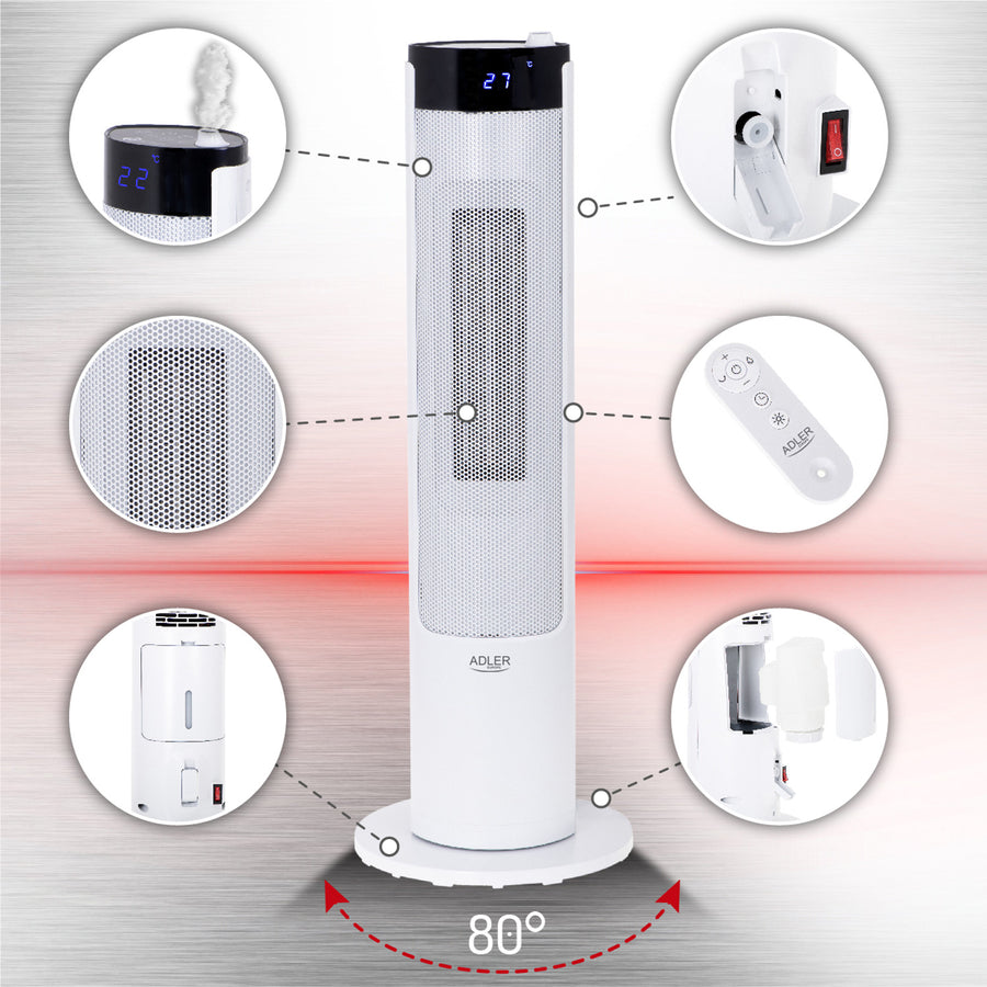 Calentador de columna LCD con humidificador Adler AD 7730