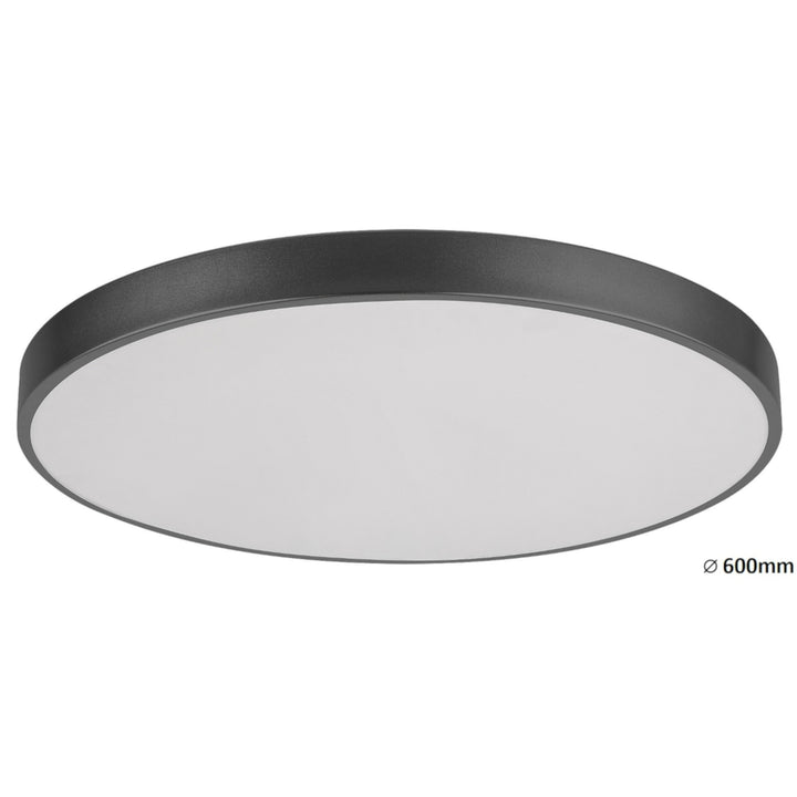 Lámpara de techo Tesia, ind. Ceil.LED 60W, m.negro,D60cm - plafón de techo
