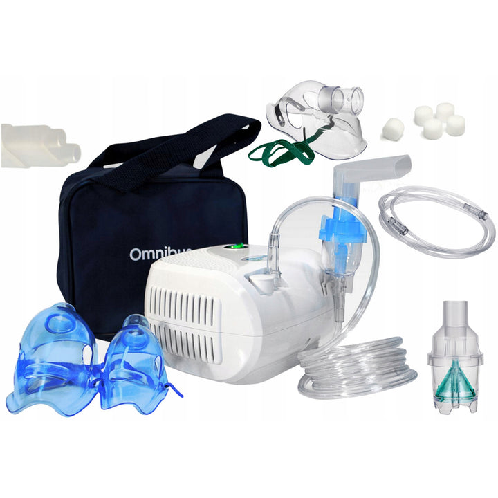 Inhalador compresor Omnibus BR-CN116 blanco + tubo + bolsa
