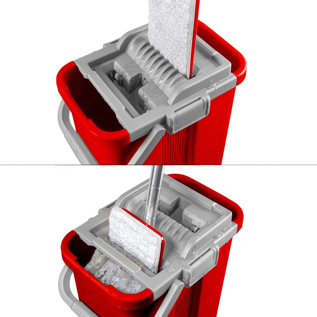 Balde de esfregão plano automático + 3 inserções de microfibra