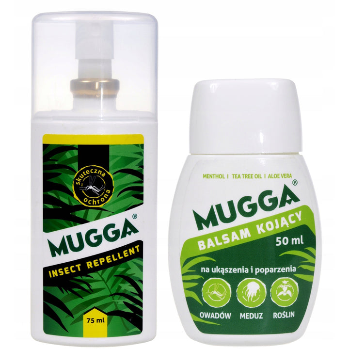 Mugga spray 9,5% 75ml para mosquitos garrapatas + Loción calmante 50ml
