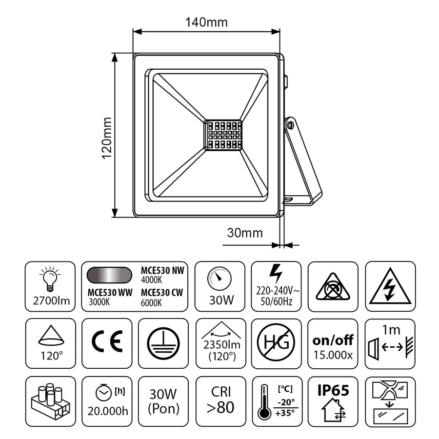Puesto de trabajo de suelo con iluminador LED Maclean 30W
