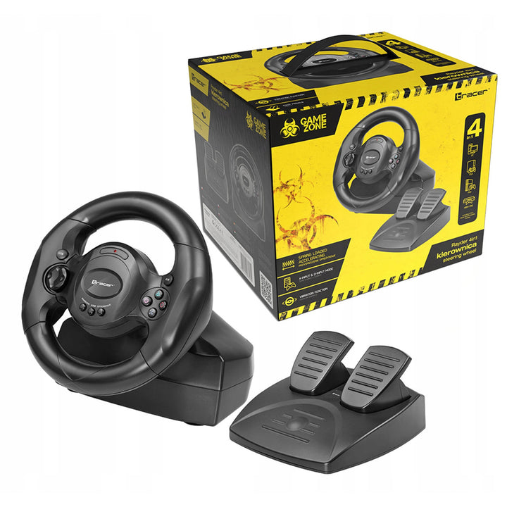 Volante con pedales Tracer Rayder 4en1 + Cable USB - microUSB tipo B 1 m