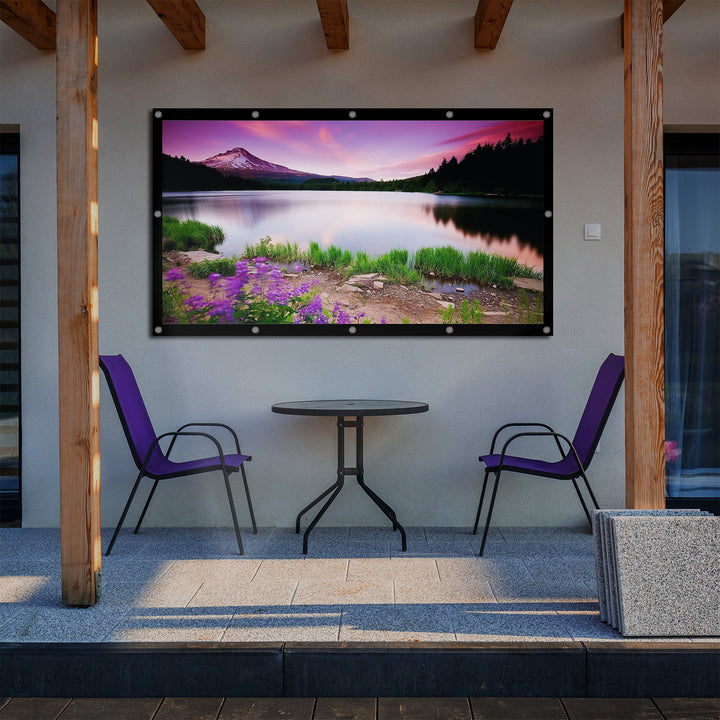 Maclean MC-982 Tela de projeção 120 "Tela dobrável 265x149cm Ângulo de visão 179 ° Ganchos de tensão Quadro 25mm 16:9
