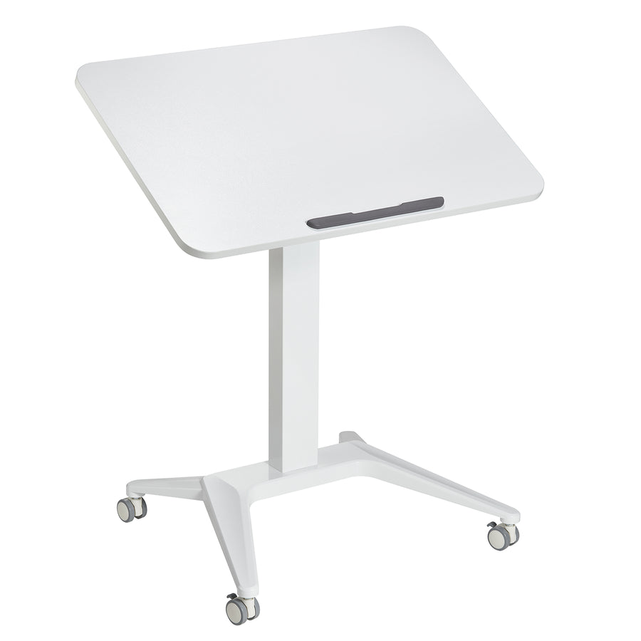 Maclean MC-453W Mesa Escritorio para Portátil, Ajuste Neumático de Altura, 80x52cm, 8kg máx, 109cm h, Color Blanco