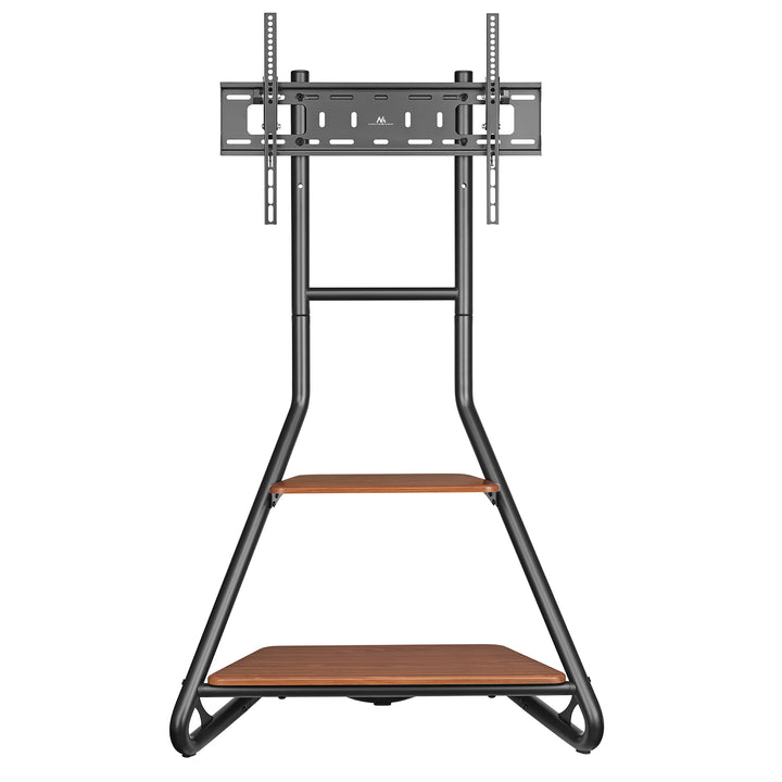 Suporte de TV de canto independente Maclean MC-455, estilo Bauhaus, prateleiras de madeira de dois níveis, máx. 40 kg, 37-75''