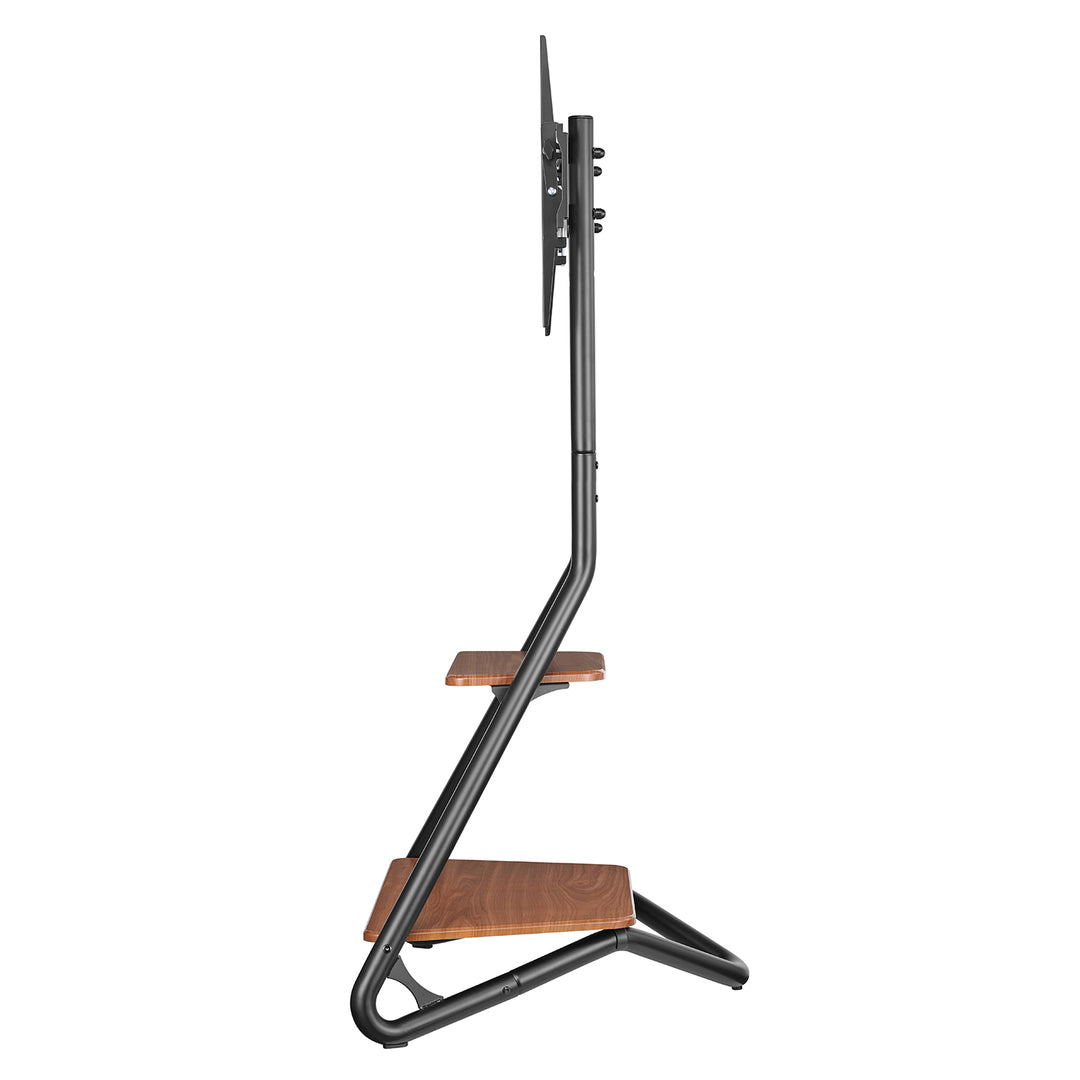 Suporte de TV de canto independente Maclean MC-455, estilo Bauhaus, prateleiras de madeira de dois níveis, máx. 40 kg, 37-75''