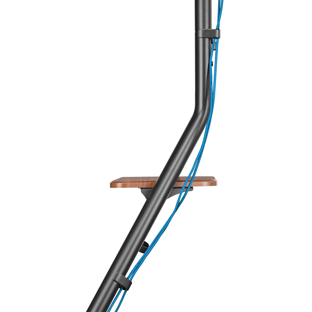 Suporte de TV de canto independente Maclean MC-455, estilo Bauhaus, prateleiras de madeira de dois níveis, máx. 40 kg, 37-75''