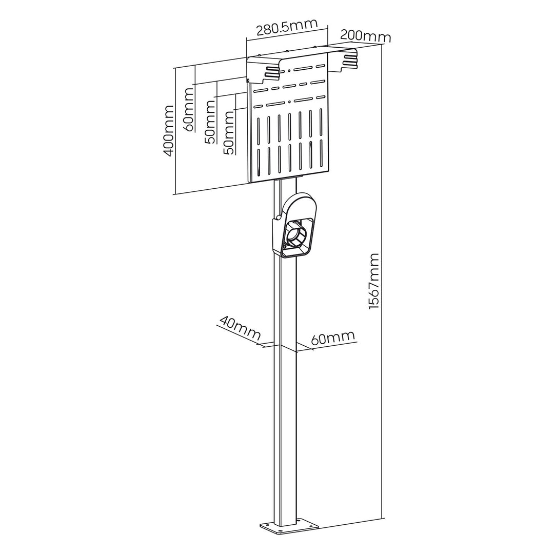 Maclean MCE456 Suporte exterior para carregadores de veículos elétricos e PHEV, aço, máx. 15 kg