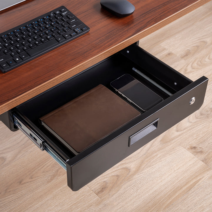 Cajón ergonómico bajo escritorio con llave Maclean, organizador, negro, máx. 5 kg, MC-461