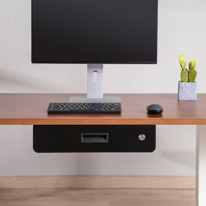 Cajón ergonómico bajo escritorio con llave Maclean, organizador, negro, máx. 5 kg, MC-461