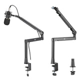 Suporte para microfone NanoRS RS471, suporte para gestão de cabos, braço giratório, alumínio