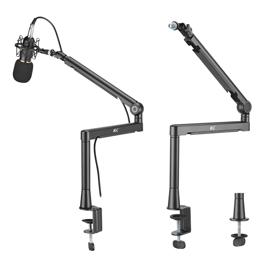 Suporte para microfone NanoRS RS471, suporte para gestão de cabos, braço giratório, alumínio