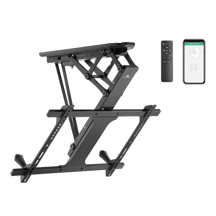 Maclean MC-880T - Suporte de TV elétrico inclinável (32-70") com controlo por aplicação, para tetos inclinados, inclui comando, até 35 kg, VESA 600 x 400 cm