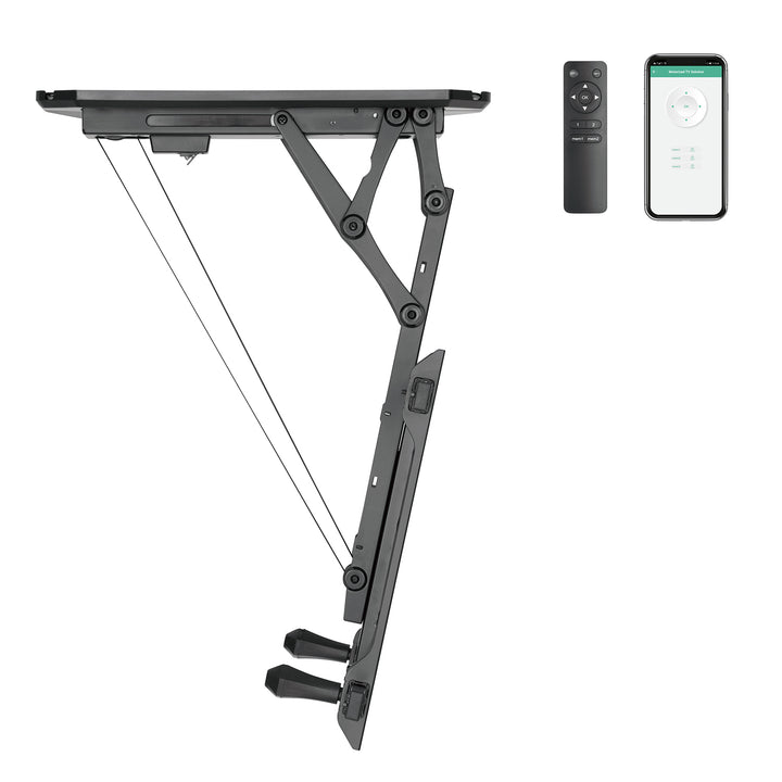 Maclean MC-880T - Suporte de TV elétrico inclinável (32-70") com controlo por aplicação, para tetos inclinados, inclui comando, até 35 kg, VESA 600 x 400 cm