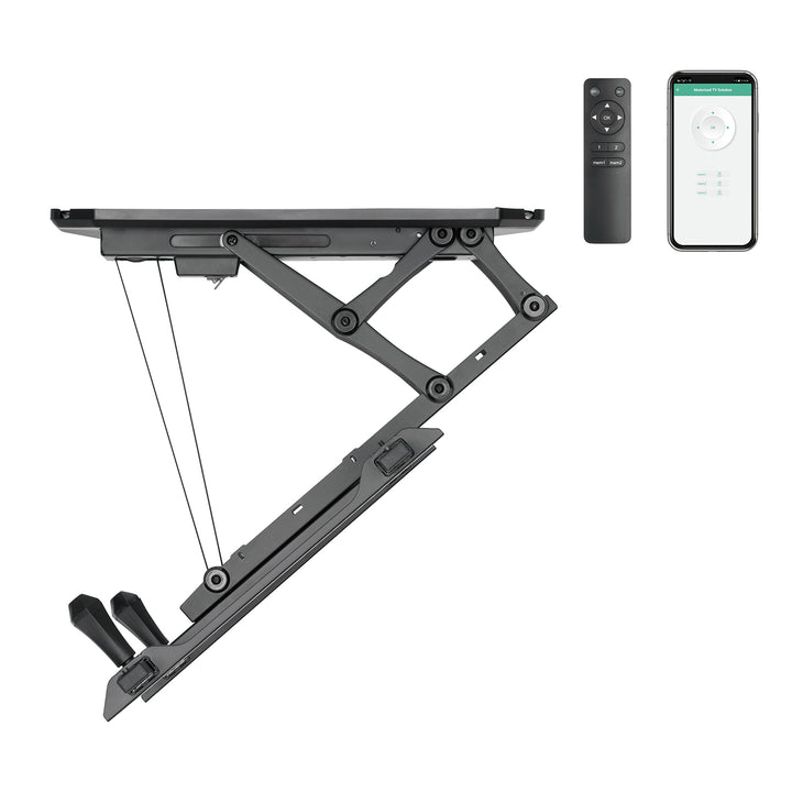 Maclean MC-880T - Suporte de TV elétrico inclinável (32-70") com controlo por aplicação, para tetos inclinados, inclui comando, até 35 kg, VESA 600 x 400 cm