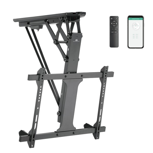 Maclean MC-880T - Suporte de TV elétrico inclinável (32-70") com controlo por aplicação, para tetos inclinados, inclui comando, até 35 kg, VESA 600 x 400 cm