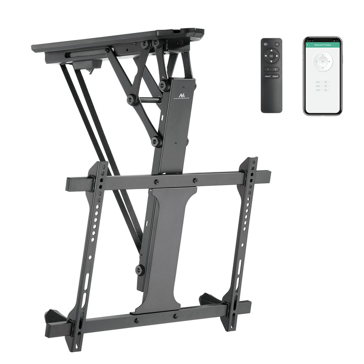 Maclean MC-880T - Suporte de TV elétrico inclinável (32-70") com controlo por aplicação, para tetos inclinados, inclui comando, até 35 kg, VESA 600 x 400 cm