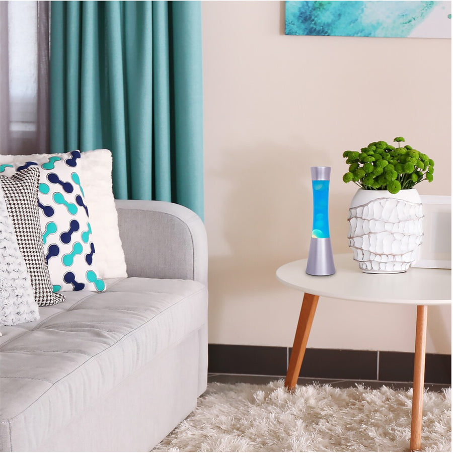 Candeeiro decorativo Minka lavalamp Gy6.35 20W, 39,5 cm cor azul prateado