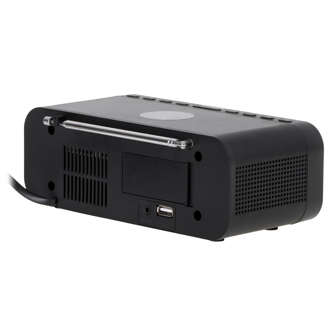 Adler AD 1192B Radio Despertador FM con Cargador Inalámbrico, Bluetooth