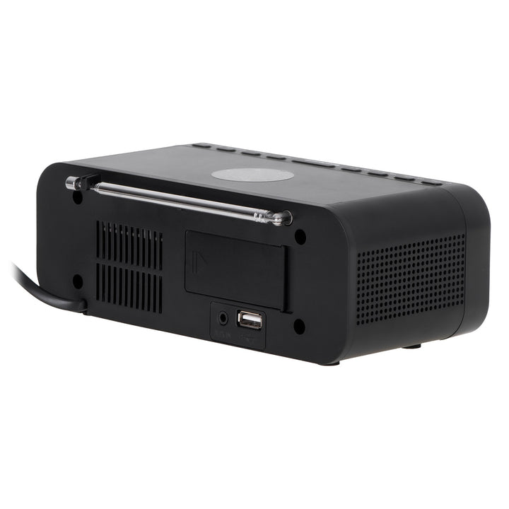 Adler AD 1192B Radio Despertador FM con Cargador Inalámbrico, Bluetooth