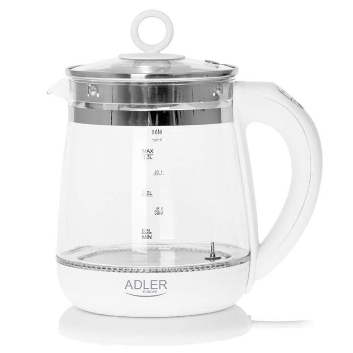 Hervidor de vidrio de 1,5 L con cafetera y control de temperatura Adler AD 1299
