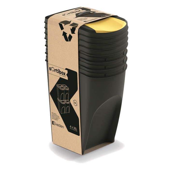 Contenedor de reciclaje Keden Sortibox 4x35L negro
