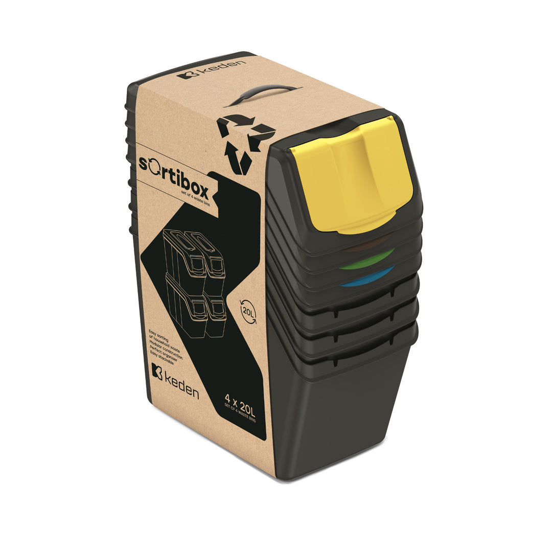 Keden SORTI BOX Juego de papeleras 4x20l  Cubos de reciclaje - negro