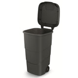 Cubo de Basura Wheeler 110L con Ruedas y Tapa Cubo de Basura Grande Cubo de Basura Universal de Plástico (Negro)