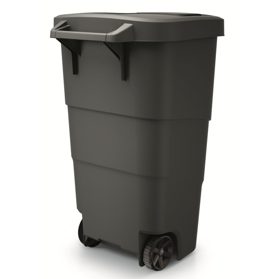 Cubo de Basura Wheeler 110L con Ruedas y Tapa Cubo de Basura Grande Cubo de Basura Universal de Plástico (Negro)