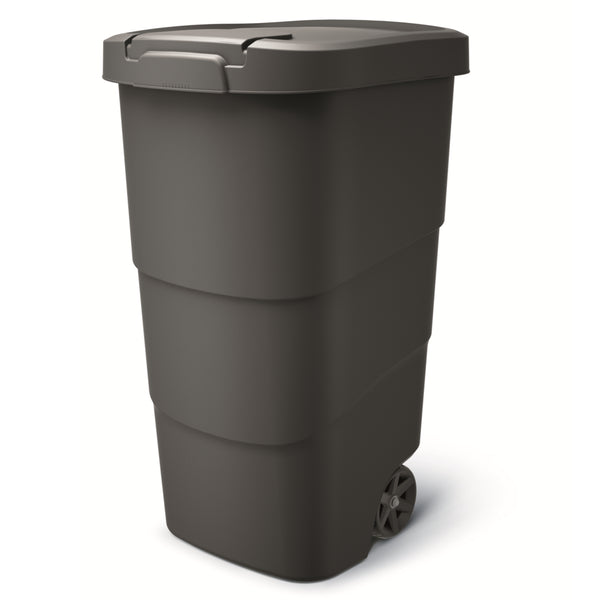 Cubo de Basura Wheeler 110L con Ruedas y Tapa Cubo de Basura Grande Cubo de Basura Universal de Plástico (Negro)