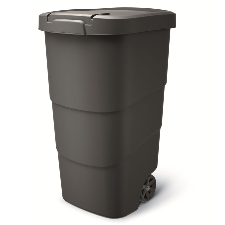 Cubo de Basura Wheeler 110L con Ruedas y Tapa Cubo de Basura Grande Cubo de Basura Universal de Plástico (Negro)